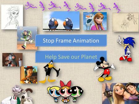 Help Save our Planet Stop Frame Animation. Climate Change Over fishing Over population Recycling Pollution Healthy foods.
