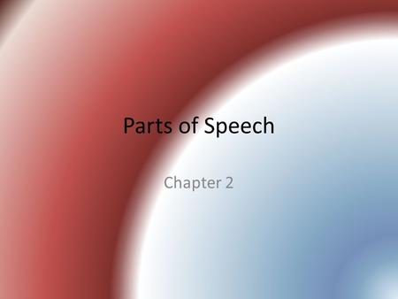 Parts of Speech Chapter 2.
