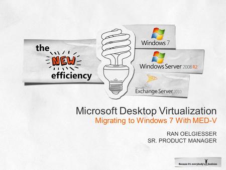 Microsoft Desktop Virtualization Migrating to Windows 7 With MED-V.