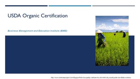 USDA Organic Certification Business Management and Education Institute (BMEI)
