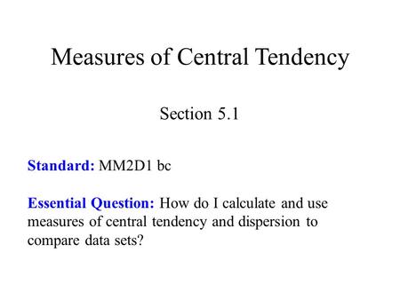 Measures of Central Tendency