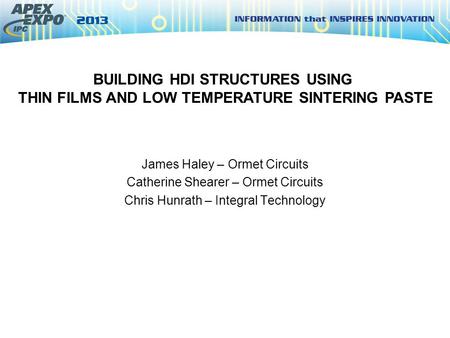 BUILDING HDI STRUCTURES USING