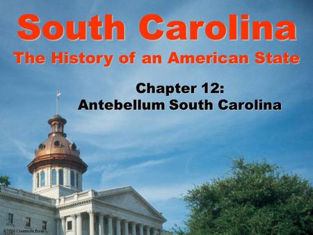 South Carolina The History of an American State Chapter 12: Antebellum South Carolina ©2006 Clairmont Press.