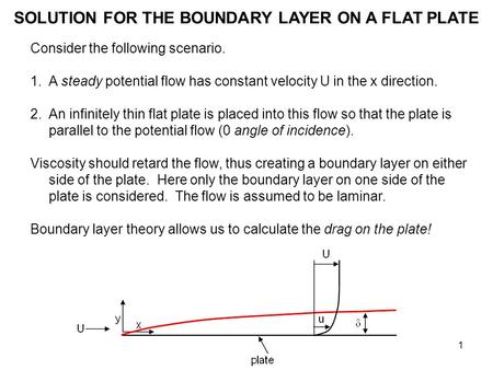 SOLUTION FOR THE BOUNDARY LAYER ON A FLAT PLATE