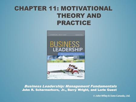 Chapter 11: motivational theory and practice