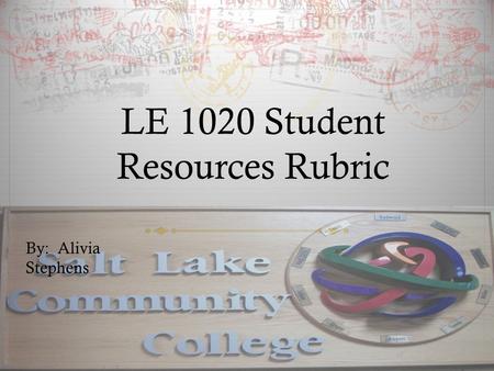 LE 1020 Student Resources Rubric By: Alivia Stephens.