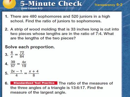 Sec: 7.3 Sol:G.14 AA Similarity: If two _________ of one triangle are congruent to two _______ of another triangle, then the triangles are similar. Angles.