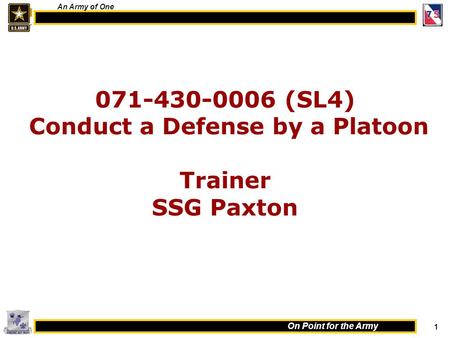 Conduct a Defense by a Platoon