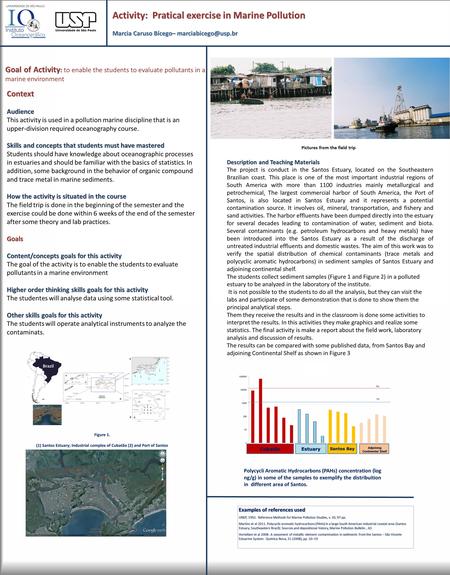 Activity: Pratical exercise in Marine Pollution Marcia Caruso Bícego– Description and Teaching Materials The project is conduct in.