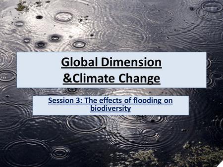 Global Dimension &Climate Change Session 3: The effects of flooding on biodiversity.