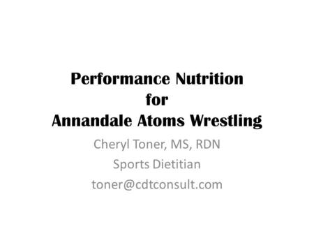 Performance Nutrition for Annandale Atoms Wrestling