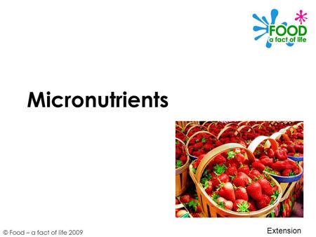 © Food – a fact of life 2009 Micronutrients Extension.