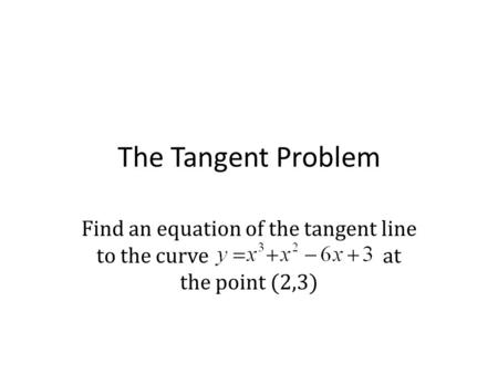 Find an equation of the tangent line to the curve at the point (2,3)