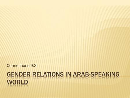 Gender Relations in Arab-speaking world