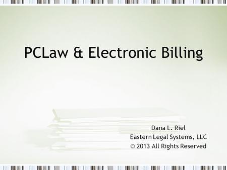 PCLaw & Electronic Billing