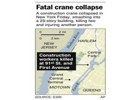 Damage is seen at the site of a crane collapse at 91st Street and First Avenue in New York May 30, 2008. The large crane collapsed in New York City on.