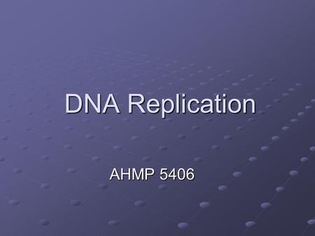 DNA Replication AHMP 5406.