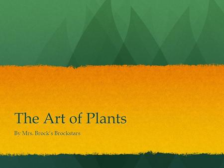 The Art of Plants By Mrs. Brock’s Brockstars. A Closer Look… It is important to see things as they actually are. Sometimes what we see is not exactly.