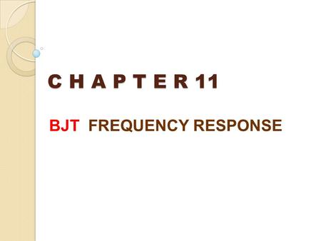 BJT FREQUENCY RESPONSE