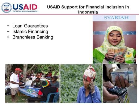 USAID Support for Financial Inclusion in Indonesia Loan Guarantees Islamic Financing Branchless Banking.