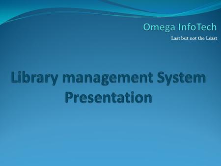 Library management System Presentation