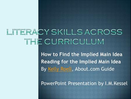 literacy Skills Across the curriculum