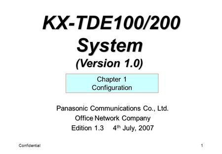 KX-TDE100/200 System (Version 1.0)