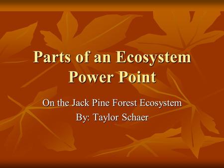 Parts of an Ecosystem Power Point
