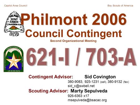 Philmont 2006 Council Contingent Second Organizational Meeting
