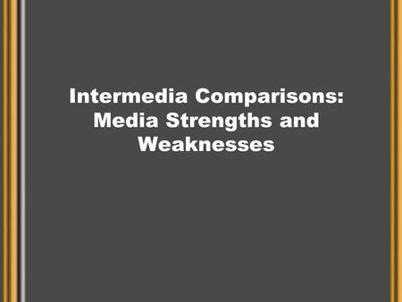 Intermedia Comparisons: Media Strengths and Weaknesses.