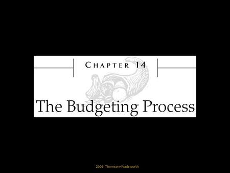 © 2006 Thomson-Wadsworth. Learning Objectives State why organizations develop budgets. Differentiate between the master budget, the operating budget,