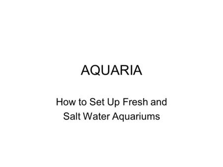 How to Set Up Fresh and Salt Water Aquariums