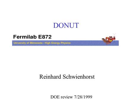 DONUT Reinhard Schwienhorst DOE review 7/28/1999.