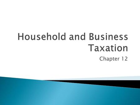 Chapter 12. Be able to:  Outline the difference between managing a household and managing a business in relation to taxation.  Explain the implications.