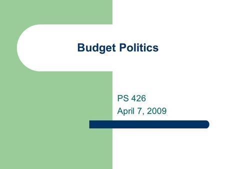 Budget Politics PS 426 April 7, 2009. Budget categories, 2008.