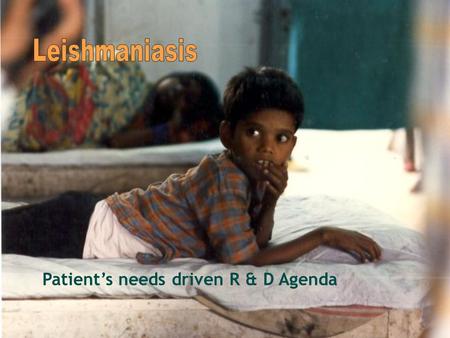 Patient’s needs driven R & D Agenda. Increasing Devastation of Leishmaniasis 88 countries in tropical and temperate regions 72 of them developing or least.