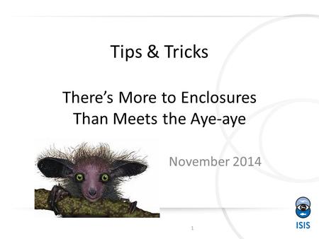 Tips & Tricks There’s More to Enclosures Than Meets the Aye-aye November 2014 1.