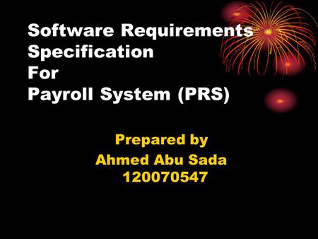 Software Requirements Specification For Payroll System (PRS)