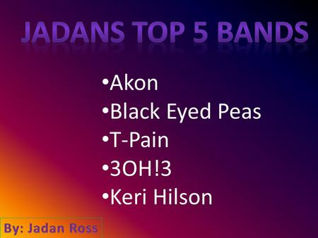 Akon Black Eyed Peas T-Pain 3OH!3 Keri Hilson. He was born in 1981 at St. Louis He is the son of a jazz percussionist He moved to New Jersey when he was.