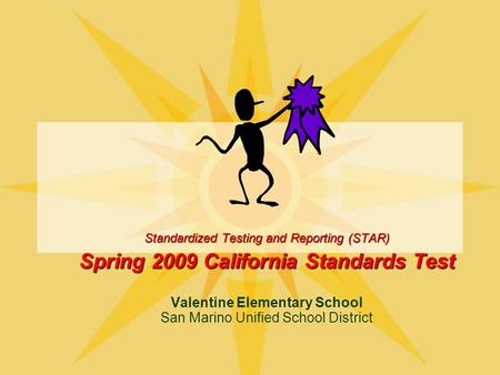 Valentine Elementary School San Marino Unified School District Standardized Testing and Reporting (STAR) Spring 2009 California Standards Test.