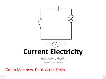 Current Electricity Introductory Physics Canadian Academy Group Members: Daiki Kieran Kebin V.
