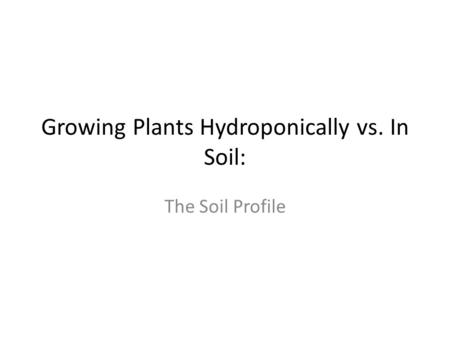 Growing Plants Hydroponically vs. In Soil: