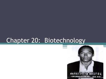 Chapter 20: Biotechnology. O.J. Simpson capital murder case,1/95-9/95 Odds of blood in Ford Bronco not being R. Goldman’s: 6.5 billion to 1 Odds of blood.