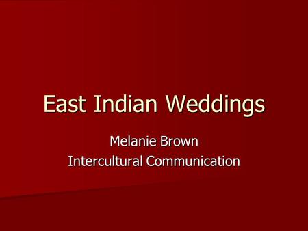 Melanie Brown Intercultural Communication