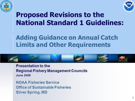 1 Proposed Revisions to the National Standard 1 Guidelines: Adding Guidance on Annual Catch Limits and Other Requirements Presentation to the Regional.