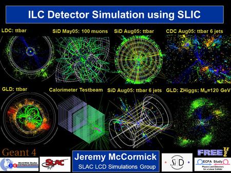 1 SLAC LCD Simulations Group Jeremy McCormick ILC Detector Simulation using SLIC LDC: ttbar SiD May05: 100 muonsSiD Aug05: ttbarCDC Aug05: ttbar 6 jets.