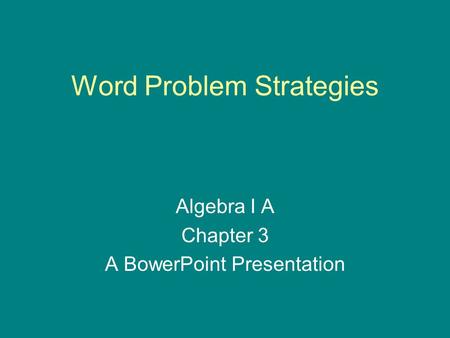 Word Problem Strategies