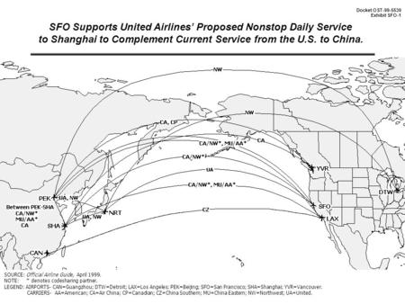 SOURCE: Official Airline Guide, April 1999. NOTE: * denotes codesharing partner. LEGEND: AIRPORTS- CAN=Guangzhou; DTW=Detroit; LAX=Los Angeles; PEK=Beijing;