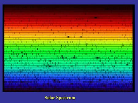Solar Spectrum. Bit of Administration …. c = 3 x 10 8 m/sec = 3 x 10 5 km/secc = 3 x 10 8 m/sec = 3 x 10 5 km/sec Reading Reading –BSNV pp. 153 - 168.