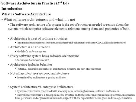 Software Architecture in Practice (3rd Ed) Introduction